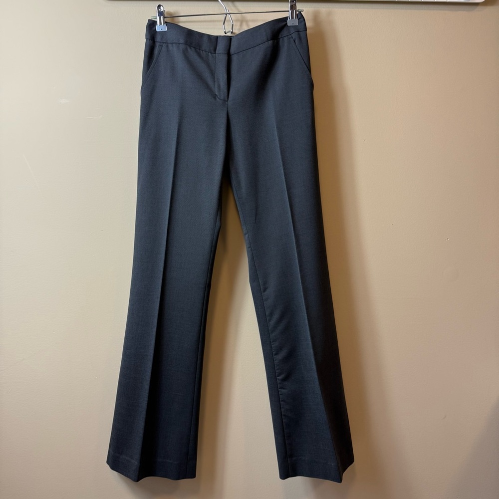 BCBGMaxAzria Gray Carla Slim Flare Twill Wool Blend Dress Pants Trousers